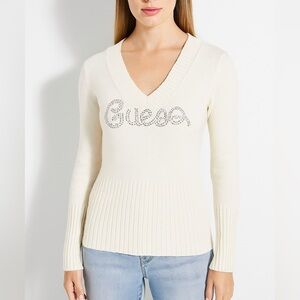 Guess Y2K Long Sleeve Sweater White Ivory Size Large